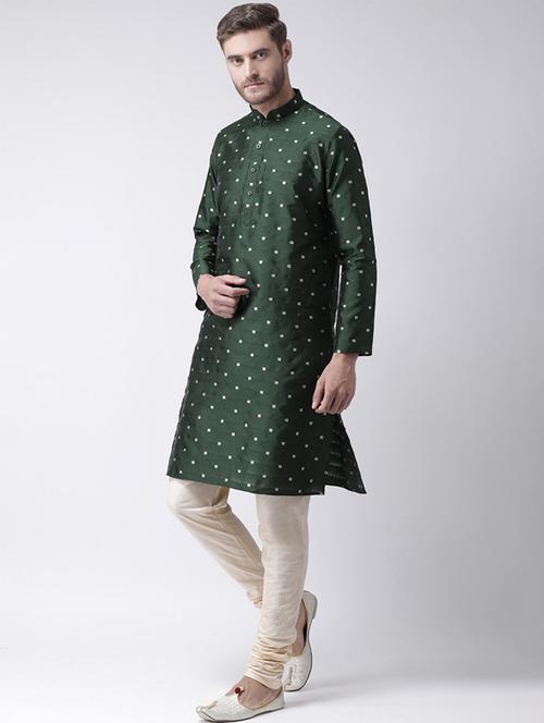 men long sleeve self-designed long kurta - 21075740 - Very Small Image - 1
