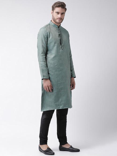 men long sleeve self-designed long kurta - 21075742 - Very Small Image - 1