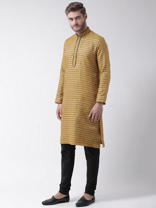 men long sleeve self-designed long kurta - 21075744 - Very Small Image - 1