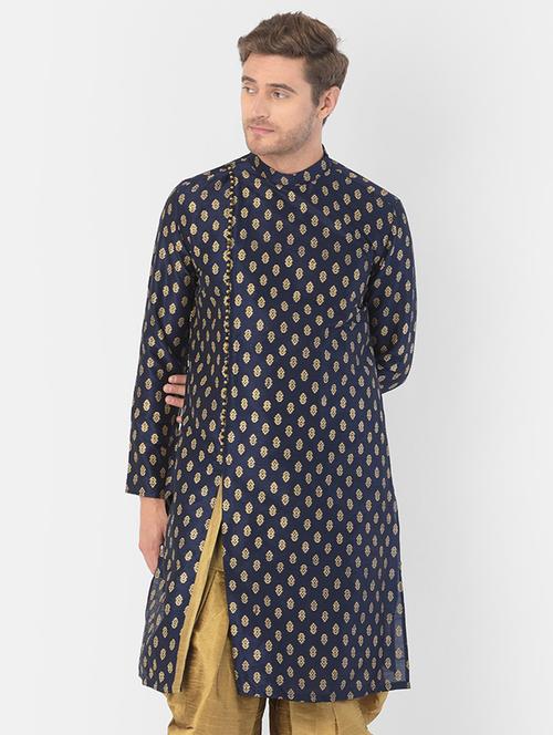 men overlap neck printed long kurta - 21075809 - Very Small Image - 1