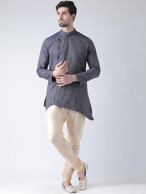 men long sleeve self-designed asymmetric kurta - 21075821 - Very Small Image - 1