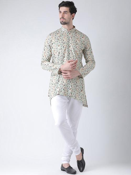 men mandarin neck printed long kurta - 21075891 - Very Small Image - 1