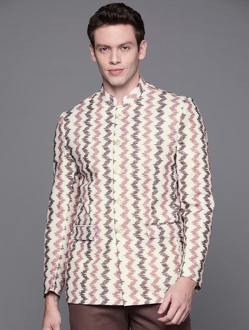 men printed bandhgala blazer - 21076598 - Very Small Image - 1