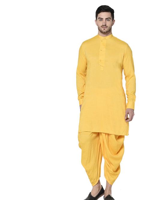 men long sleeve dhoti kurta set - 21077917 - Very Small Image - 1