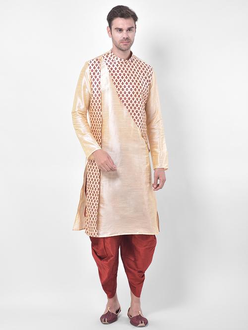 men long sleeve dhoti kurta set - 21077932 - Very Small Image - 1