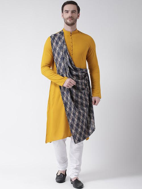 men churidar kurta with printed attached dupatta - 21078313 - Very Small Image - 1