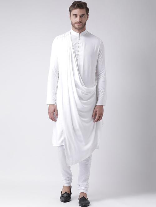men kurta churidar set with attached solid dupatta - 21078322 - Very Small Image - 1