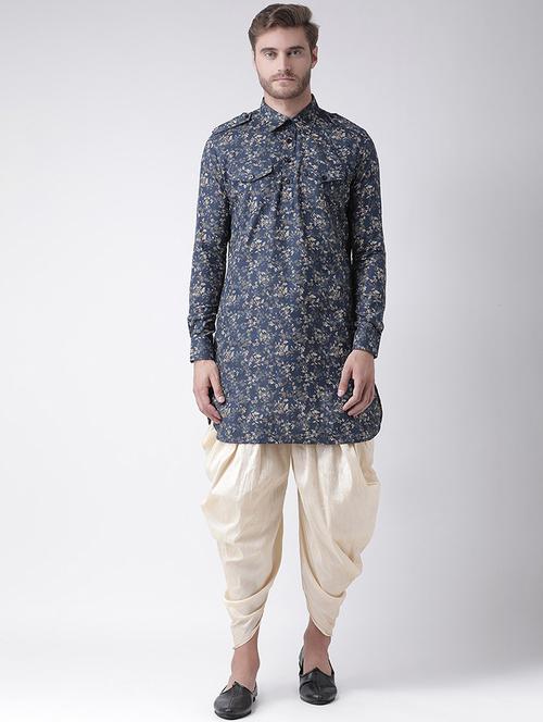 men printed cottonn dhoti kurta ethnic wear set - 21078326 - Very Small Image - 1