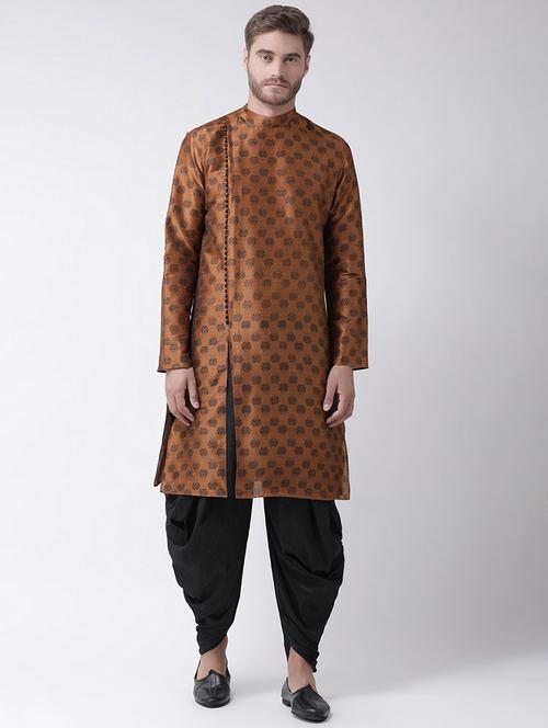 men printed dhoti kurta ethnic wear set - 21078424 - Very Small Image - 1