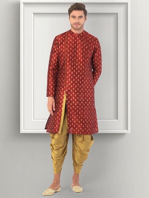 men printed dhoti kurta ethnic wear set - 21078440 - Very Small Image - 1