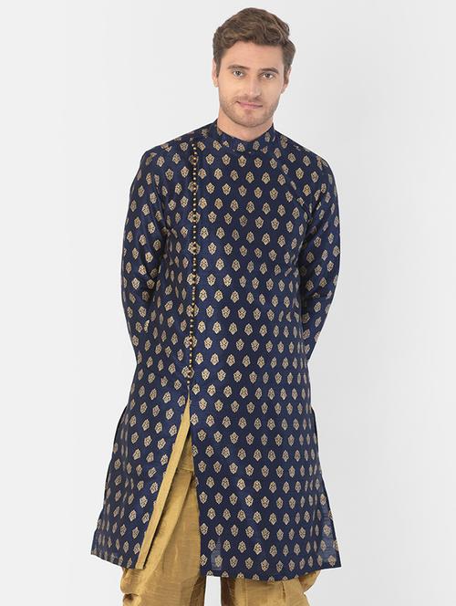 men long sleeve dhoti kurta set - 21078489 - Very Small Image - 1