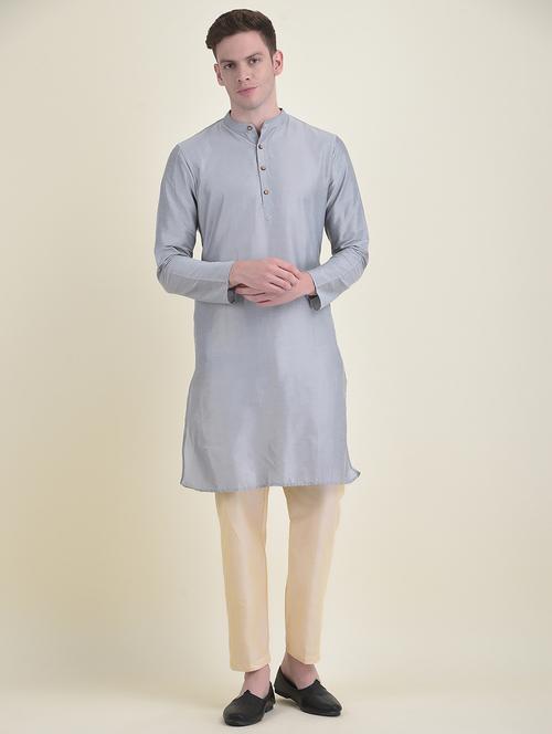 men solid kurta botton ethnic wear set - 21078877 - Very Small Image - 1