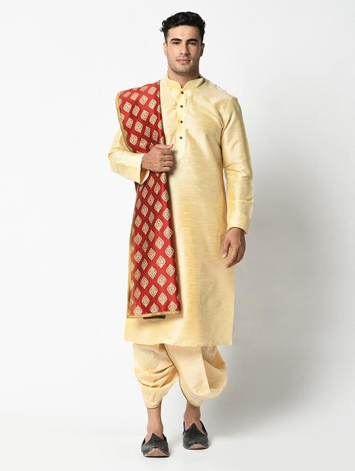 men mandarin neck dhoti kurta set with dupatta - 21078907 - Very Small Image - 1