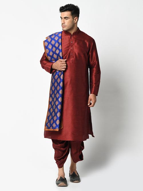 men silk dhoti kurta with dupatta - 21078920 - Very Small Image - 1