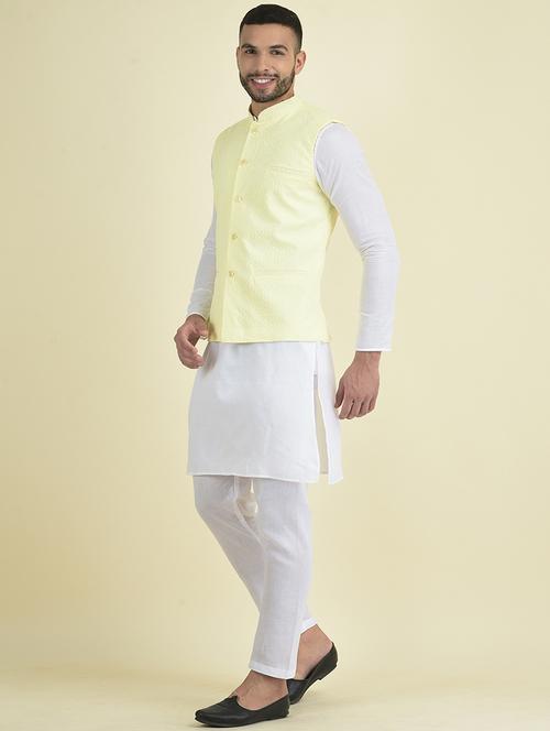 men cotton kurta pyjama with nehru jacket - 21078971 - Very Small Image - 1
