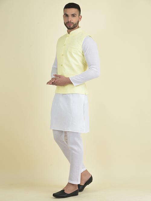men embroidered kurta botton with nehru jacket - 21078976 - Very Small Image - 1