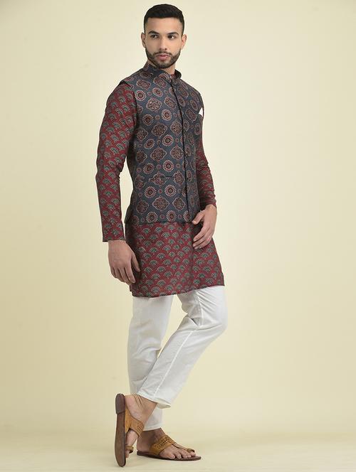 men printed kurta pyjama with jacket - 21078995 - Very Small Image - 1