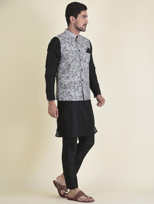 men mandarin neck kurta bottom with nehru jacket - 21079043 - Very Small Image - 1