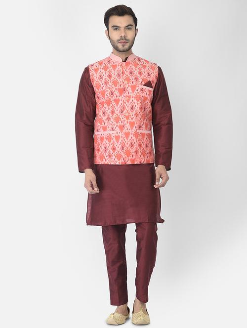 men cotton kurta pyjama with nehru jacket - 21079052 - Very Small Image - 1