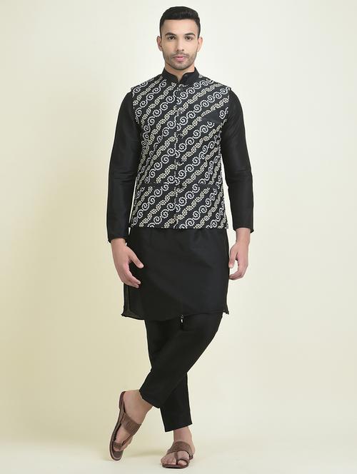 men cotton kurta pyjama with nehru jacket - 21079055 - Very Small Image - 1