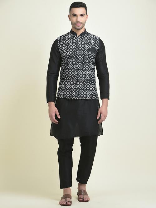 men mandarin neck kurta bottom with nehru jacket - 21079056 - Very Small Image - 1