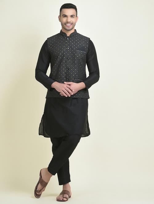 men mandarin neck kurta bottom with nehru jacket - 21079057 - Very Small Image - 1