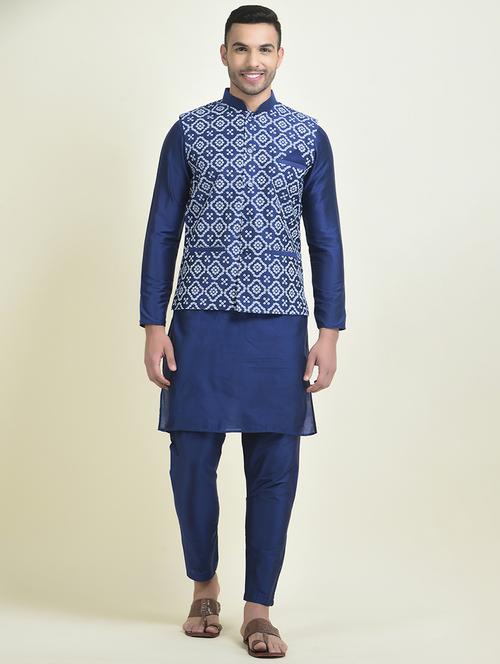 men mandarin neck kurta bottom with nehru jacket - 21079065 - Very Small Image - 1