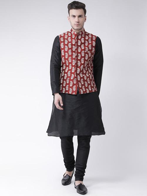 men paisley kurta pyjama with nehru jacket - 21079553 - Very Small Image - 1