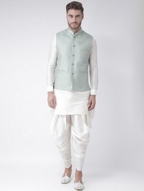 men mandarin neck kurta dhoti with jacket - 21079583 - Very Small Image - 1