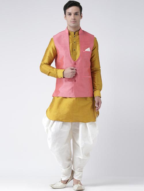 men solid dhoti kurta with jacket - 21079626 - Very Small Image - 1