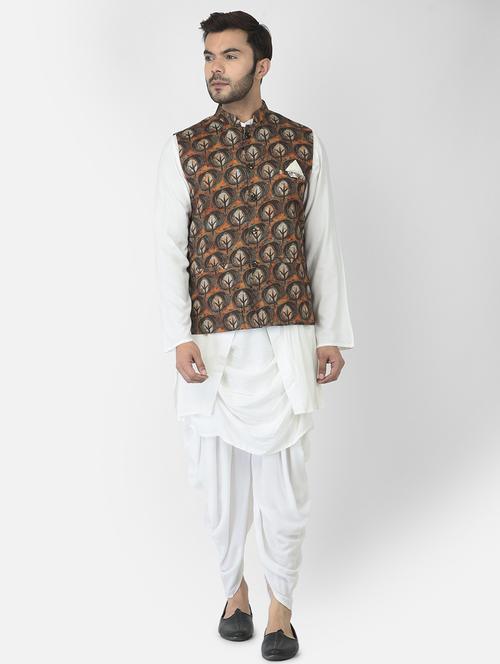 men solid kurta pyjama with jacket ethnic set - 21079715 - Very Small Image - 1