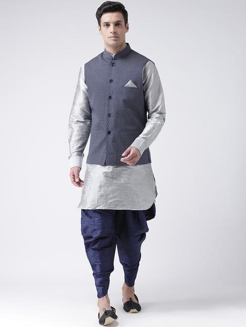 men mandarin neck dhoti kurta set with jacket - 21079771 - Very Small Image - 1