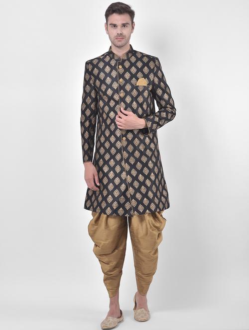 men pure silk sherwani ethnic wear set - 21080193 - Very Small Image - 1