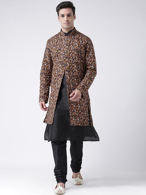 men silk blend sherwani ethnic wear set - 21080237 - Very Small Image - 1