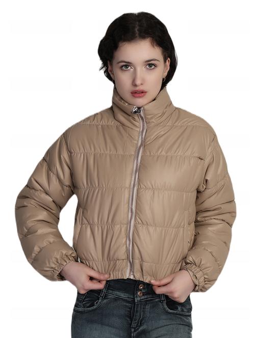 women solid long sleeve quilted jacket - 21081219 - Very Small Image - 1