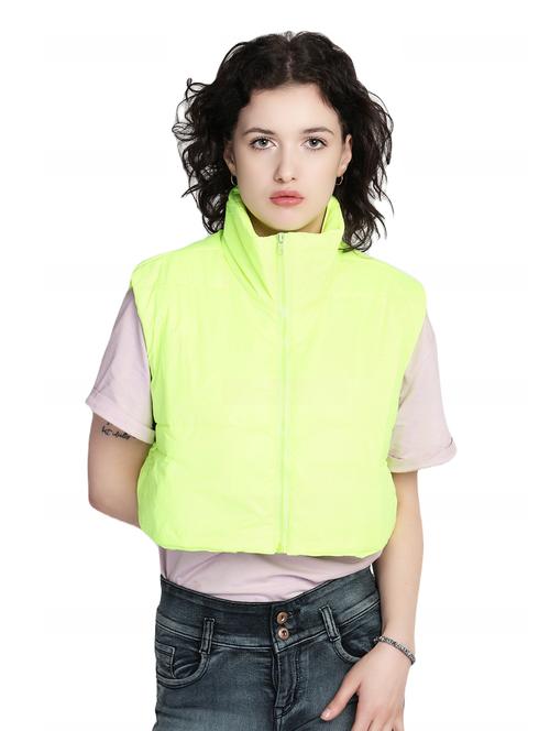 women solid sleeveless crop jacket - 21081248 - Very Small Image - 1