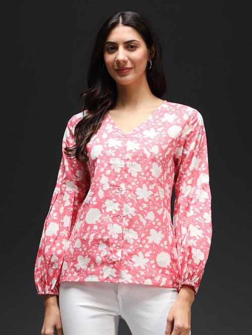 women floral printed shirt top - 21081311 - Very Small Image - 1