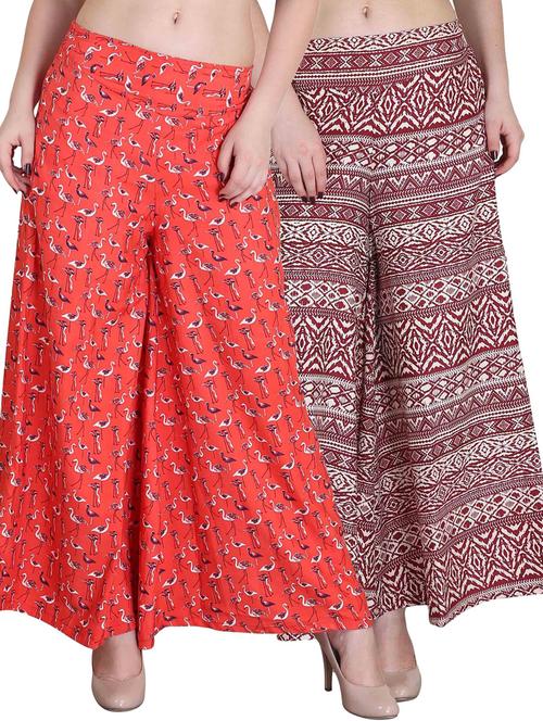 pack of 2 multi colored printed palazzo - 21081391 - Very Small Image - 1