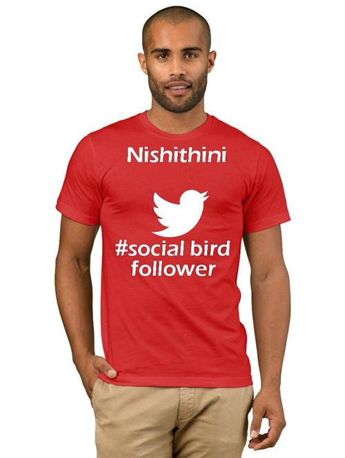 red cotton blend front print tshirt - 21085372 - Very Small Image - 1