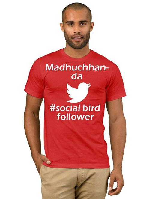 red cotton blend front print tshirt - 21085878 - Very Small Image - 1