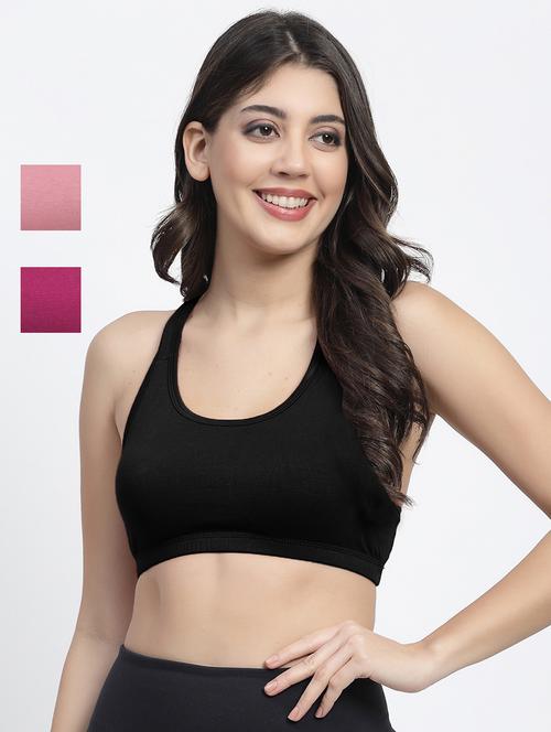 pack of 3 multi colored sports bra - 21086407 - Very Small Image - 1
