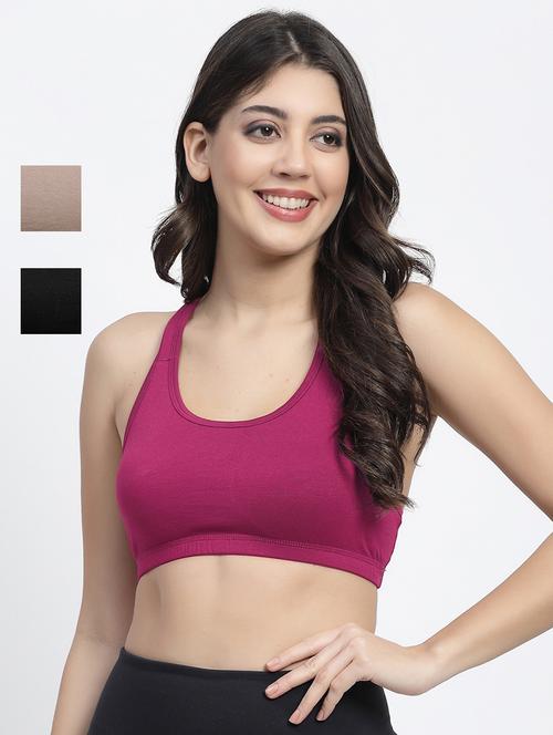 pack of 3 multi colored sports bra - 21086410 - Very Small Image - 1