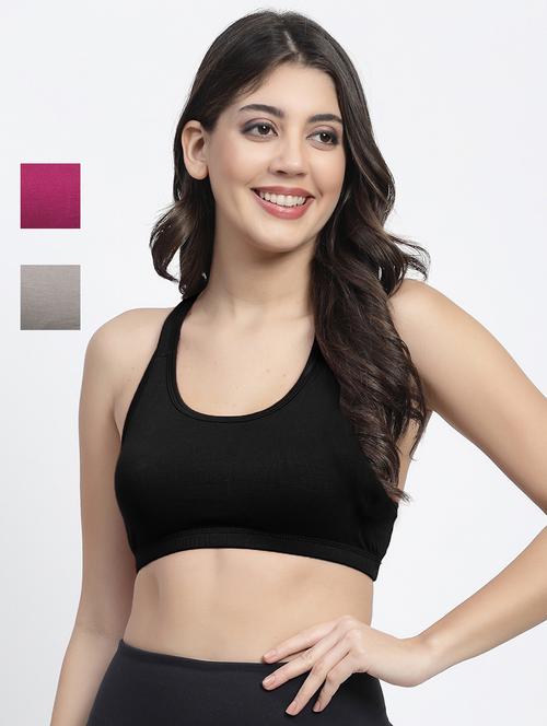 pack of 3 multi colored sports bra - 21086426 - Very Small Image - 1