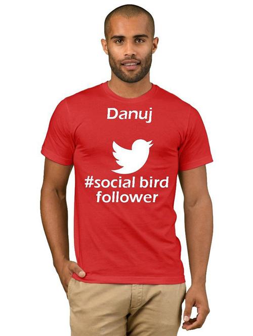 red cotton blend front print tshirt - 21087056 - Very Small Image - 1