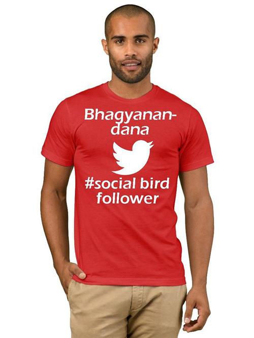 red cotton blend front print tshirt - 21087283 - Very Small Image - 1