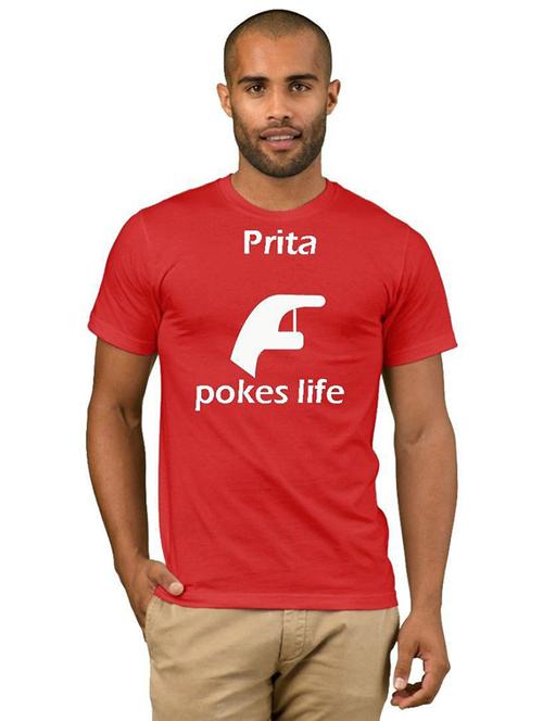 red cotton blend front print tshirt - 21090104 - Very Small Image - 1