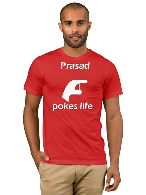 red cotton blend front print tshirt - 21090132 - Very Small Image - 1