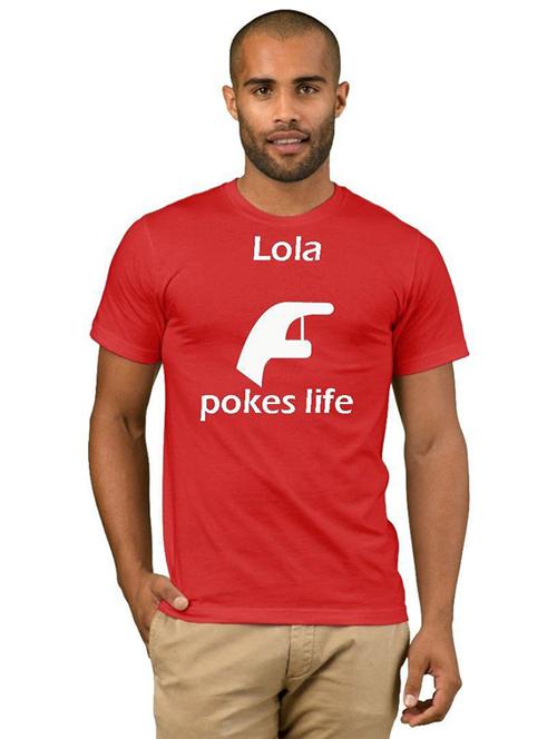 red cotton blend front print tshirt - 21090718 - Very Small Image - 1