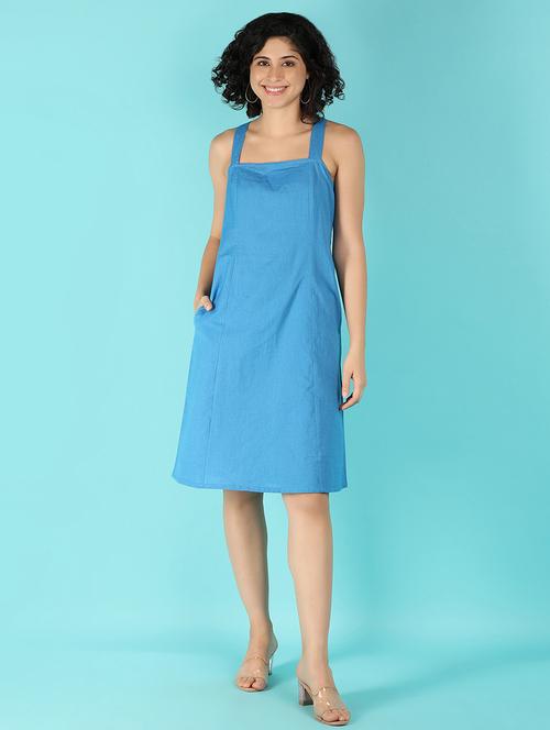 blue cotton aline dress - 21092657 - Very Small Image - 1