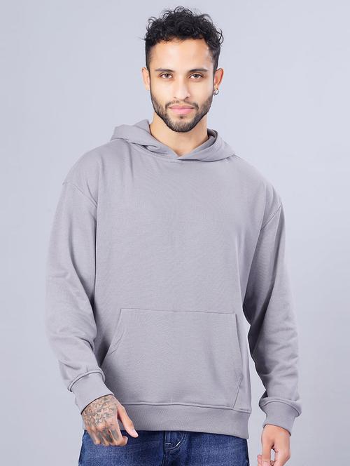men back print hood neck loose fit sweatshirt - 21092948 - Very Small Image - 1